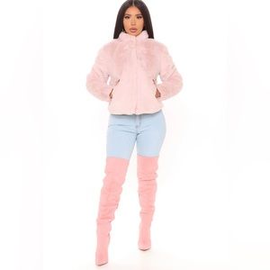 Fashion Nova Pink Fuzzy Bomber
